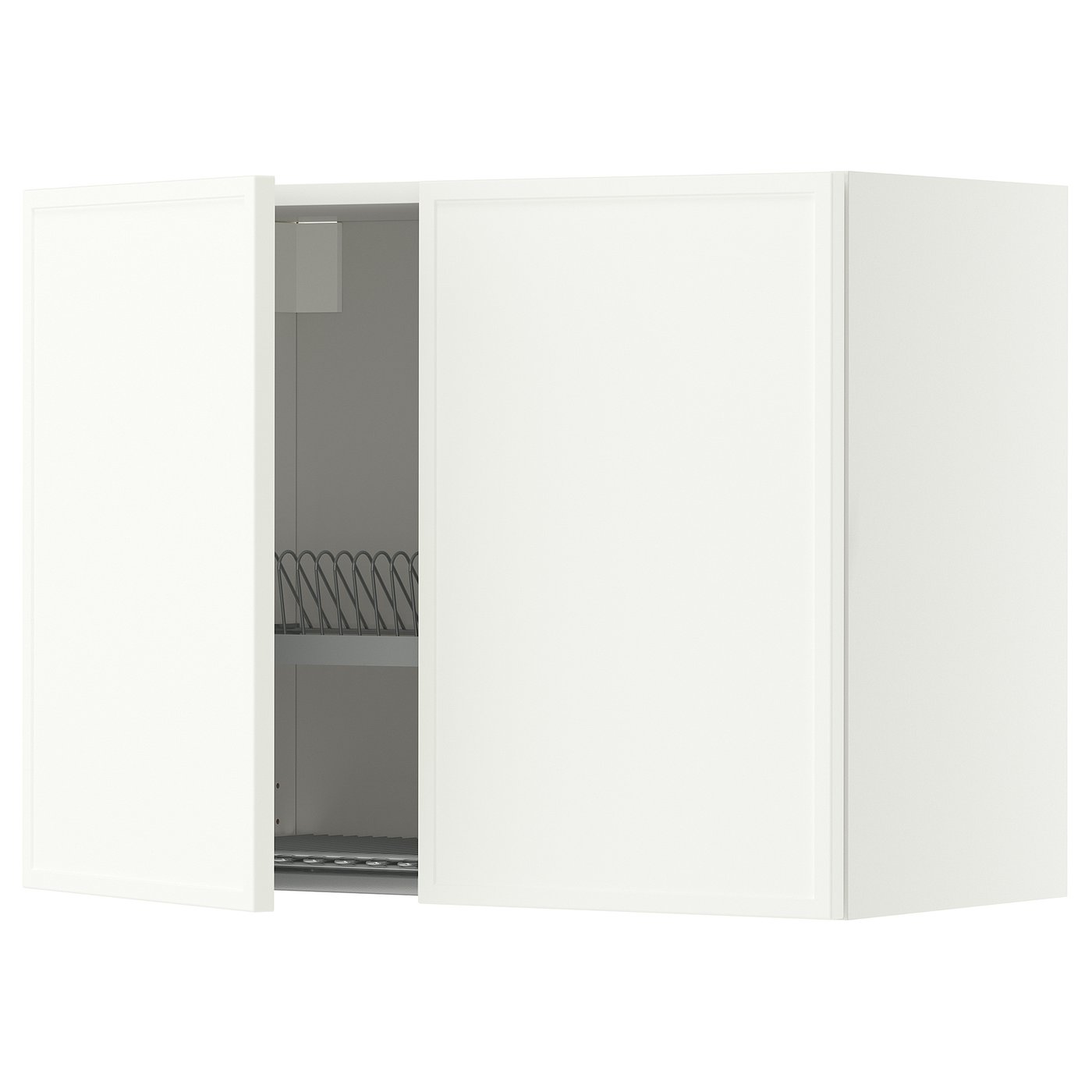 METOD wall cabinet w dish drainer/2 doors, white/Aspudden matt white, 80x60 cm