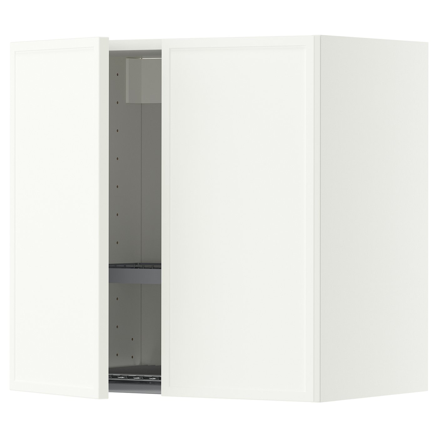 METOD wall cabinet w dish drainer/2 doors, white/Aspudden matt white, 60x60 cm