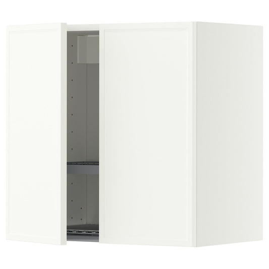 METOD wall cabinet w dish drainer/2 doors, white/Aspudden matt white, 60x60 cm