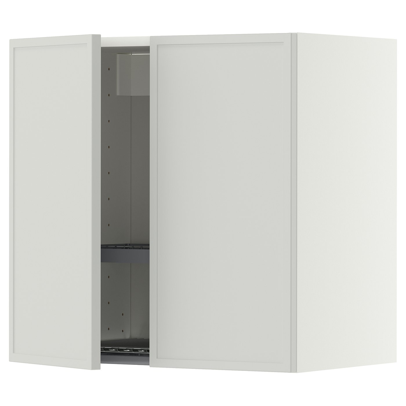METOD wall cabinet w dish drainer/2 doors, white/Aspudden light grey, 60x60 cm