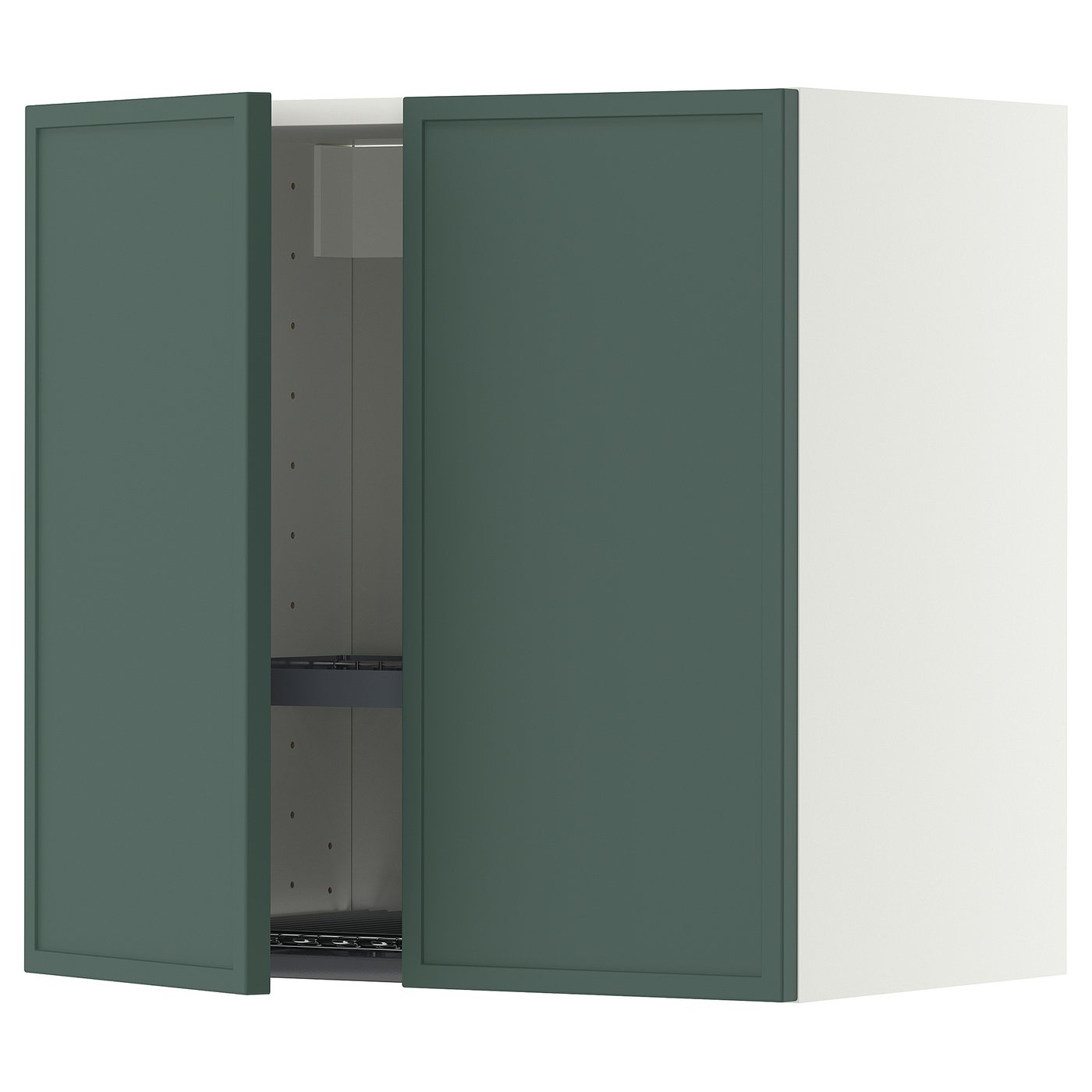 METOD wall cabinet w dish drainer/2 doors, white/Aspudden dark grey-green, 60x60 cm