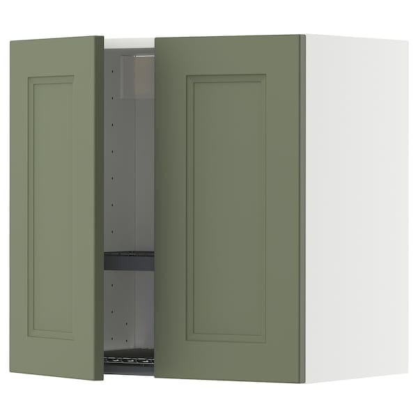METOD - Wall unit with dish drainer/2 doors, white/Axstad gray-green,60x60 cm