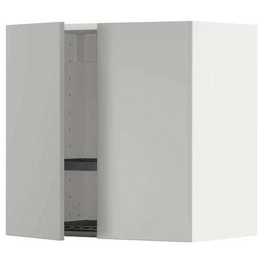 Ikea METOD - Wall unit with dish rack/2 doors, white/Havstorp light grey,60x60 cm