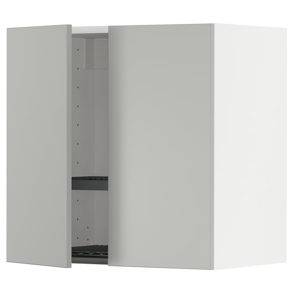 METOD wall cabinet w dish drainer/2 doors, white/Havstorp light grey, 60x60 cm