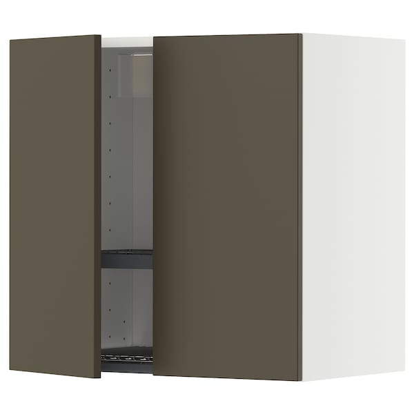 Ikea METOD - Wall unit with dish rack/2 doors, white/Havstorp brown-beige,60x60 cm