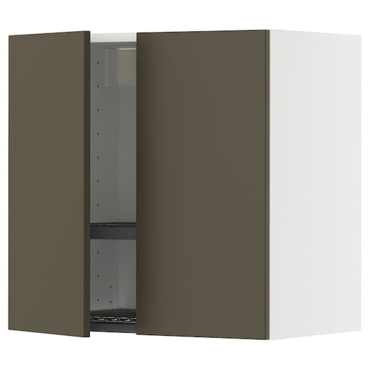 Ikea METOD - Wall unit with dish rack/2 doors, white/Havstorp brown-beige,60x60 cm