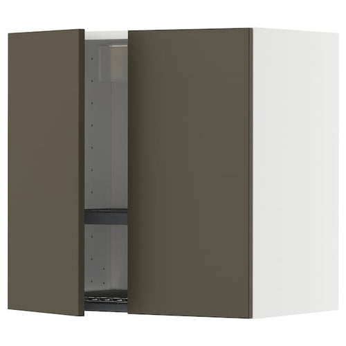 METOD wall cabinet w dish drainer/2 doors, white/Havstorp brown-beige, 60x60 cm