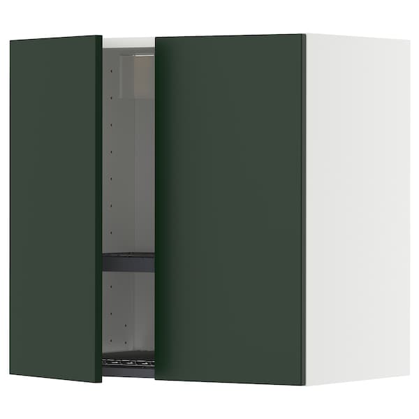 METOD - Wall unit with dish rack/2 doors, white/Havstorp deep green,60x60 cm