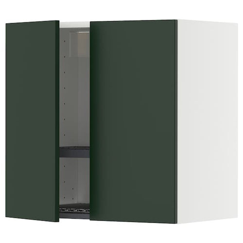 METOD wall cabinet w dish drainer/2 doors, white/Havstorp deep green, 60x60 cm