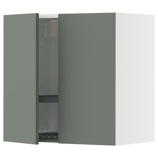METOD - Wall unit with dish drainer/2 doors, white/Nickebo gray-green matte,60x60 cm