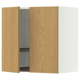 METOD wall cabinet w dish drainer/2 doors, white/Sinarp oak veneer, 60x60 cm
