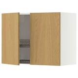 METOD wall cabinet w dish drainer/2 doors, white/Sinarp oak veneer, 80x60 cm