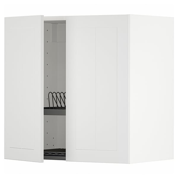 METOD wall cabinet w dish drainer/2 doors, white/Stensund white, 60x60 cm