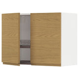 METOD wall cabinet w dish drainer/2 doors, white/Voxtorp oak effect, 80x60 cm