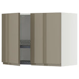METOD wall cabinet w dish drainer/2 doors, white/Voxtorp high-gloss dark grey-brown, 80x60 cm