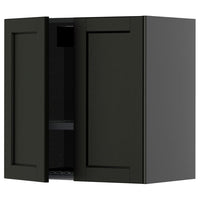 METOD wall cabinet w dish drainer/2 doors, black-grey/Lerhyttan black stained, 60x60 cm