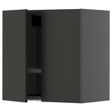 METOD wall cabinet w dish drainer/2 doors, black-grey/Nickebo matt anthracite, 60x60 cm