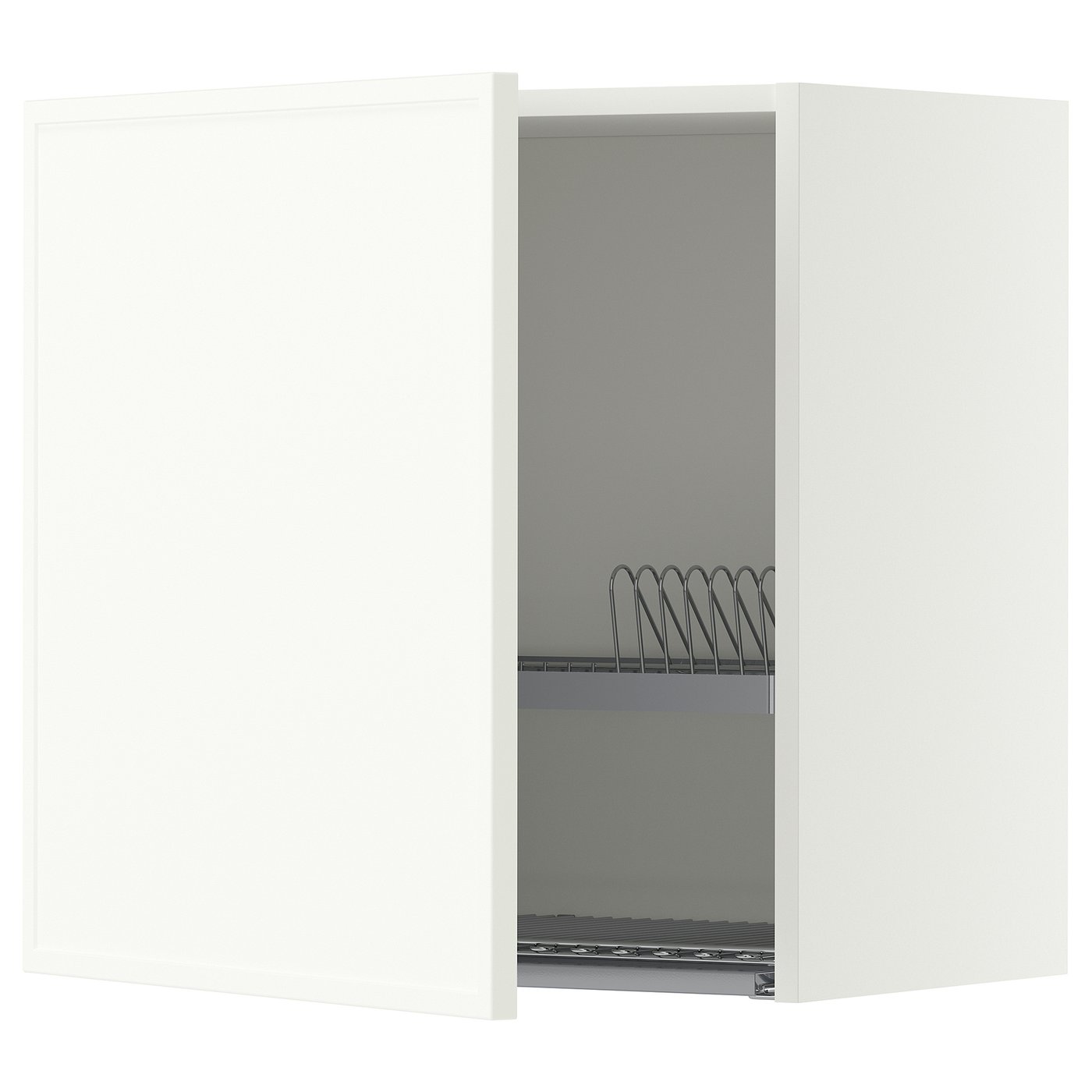 METOD wall cabinet with dish drainer, white/Aspudden matt white, 60x60 cm