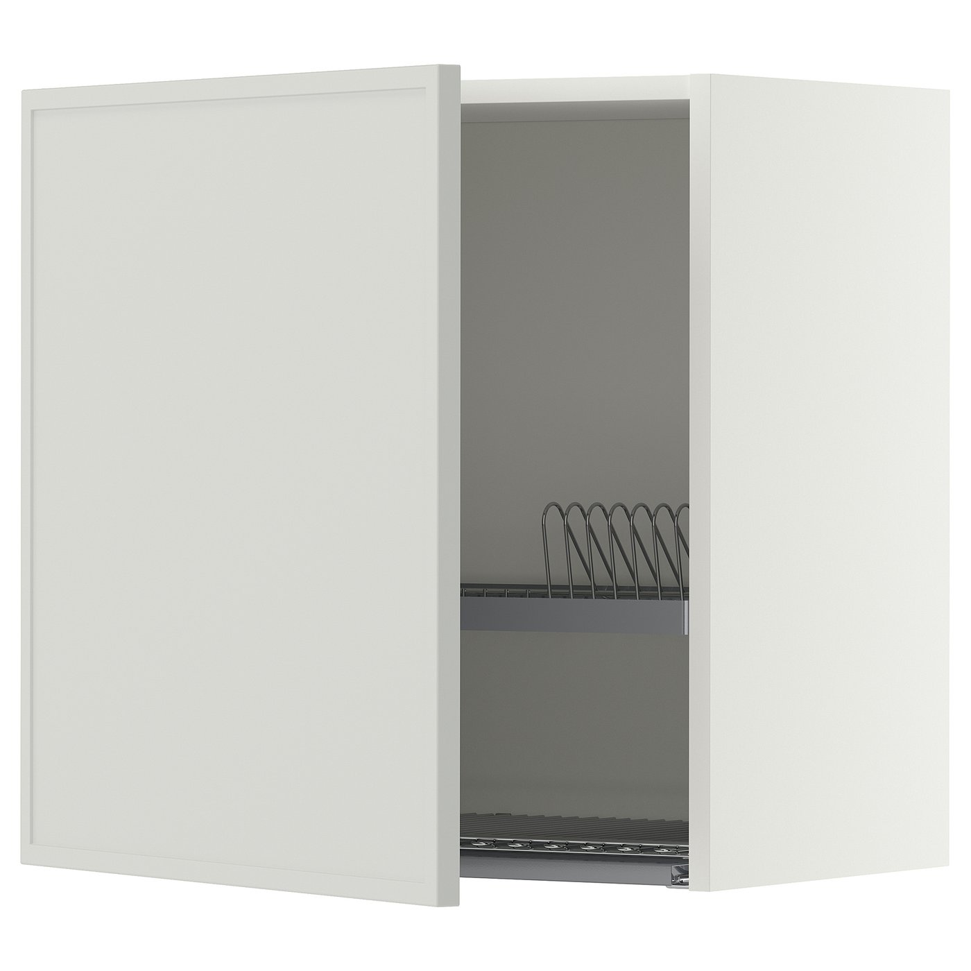 METOD wall cabinet with dish drainer, white/Aspudden light grey, 60x60 cm