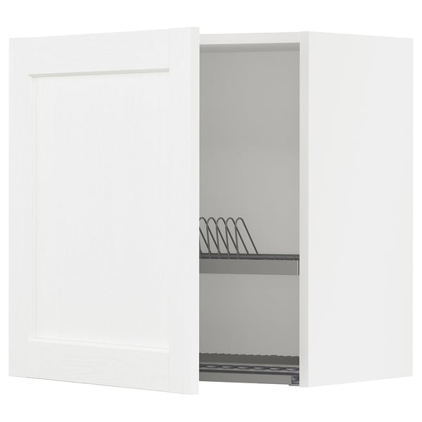METOD Wall cabinet with dish drainer, Enköping white / wood effect white,60x60 cm , 60x60 cm