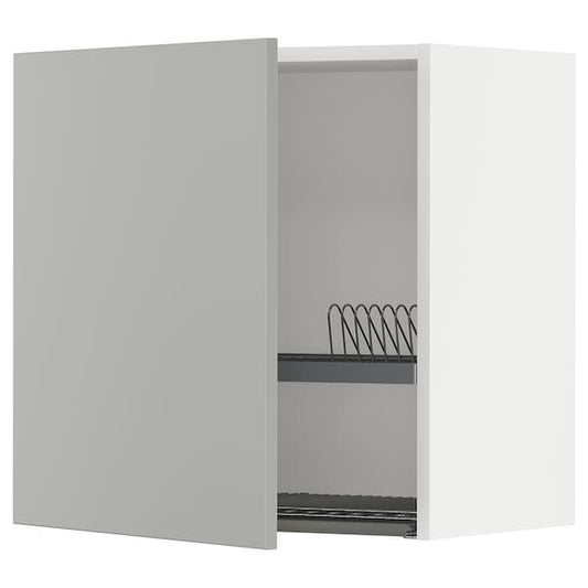 Ikea METOD - Wall unit with dish rack, white/Havstorp light grey,60x60 cm