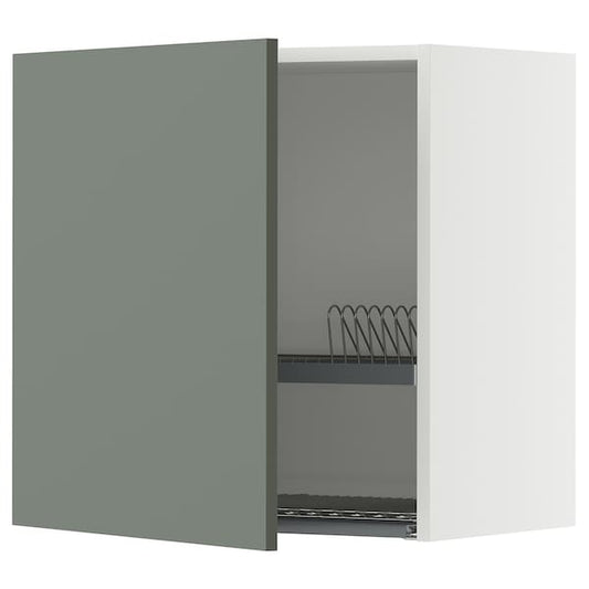 Ikea METOD - Wall unit with dish drainer, white/Nickebo gray-green matte,60x60 cm