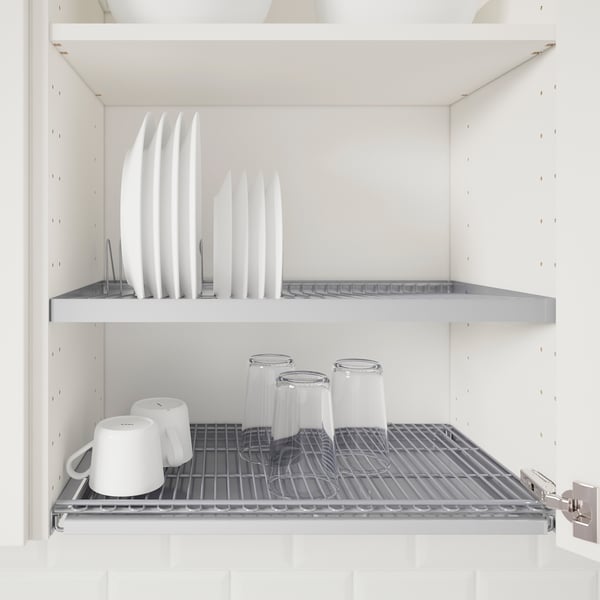 METOD wall cabinet with dish drainer, white/Sinarp brown, 60x60 cm