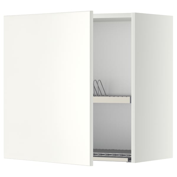 METOD wall cabinet with dish drainer, white/Veddinge white, 60x60 cm