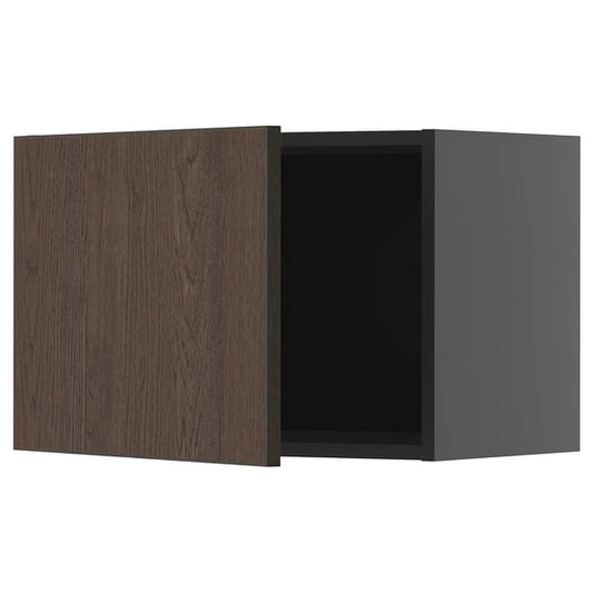 METOD - METOD Wall cabinet, black-grey/Sinarp brown, 60x40 cm