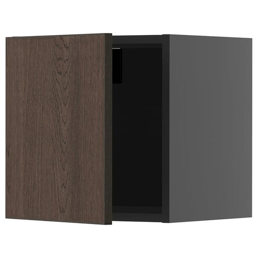 METOD - METOD Wall cabinet, black-grey/Sinarp brown, 40x40 cm
