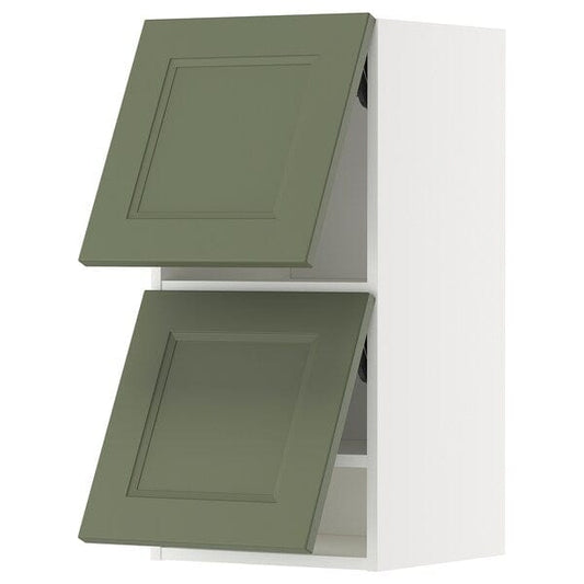 Ikea METOD - Horizontal wall unit 2 doors press opening, white/Axstad gray-green,40x80 cm