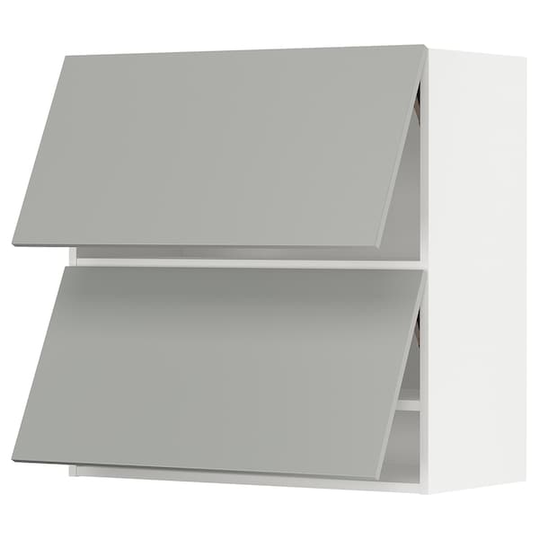 METOD - Wall cab horizo 2 doors w push-open, white/Havstorp light grey, 80x80 cm