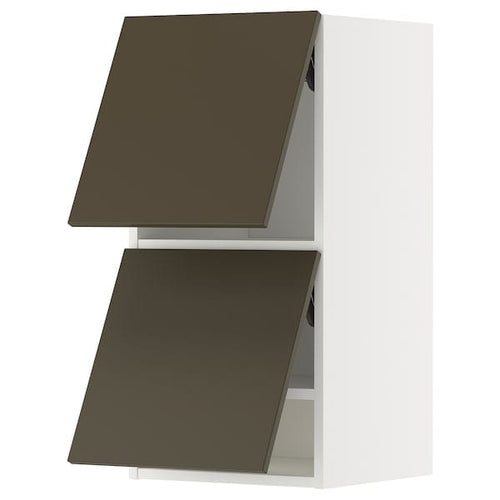 METOD - Wall cab horizo 2 doors w push-open, white/Havstorp brown-beige, 40x80 cm