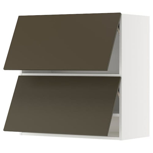 METOD - Wall cab horizo 2 doors w push-open, white/Havstorp brown-beige, 80x80 cm
