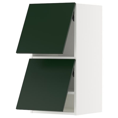 METOD - Wall cab horizo 2 doors w push-open, white/Havstorp deep green, 40x80 cm