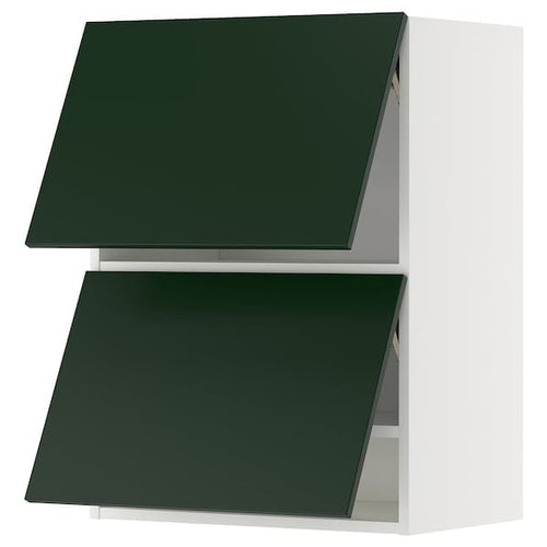 METOD - Wall cab horizo 2 doors w push-open, white/Havstorp deep green, 60x80 cm