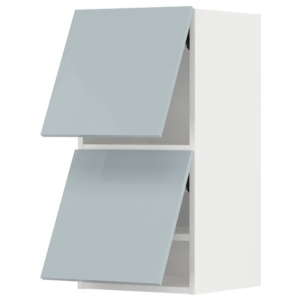 METOD - Wall cab horizo 2 doors w push-open, white/Kallarp light grey-blue , 40x80 cm