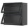 METOD - METOD Wall cab horizontal w 2 glass doors, black-grey/Hejsta anthracite reeded glass, 80x80 cm