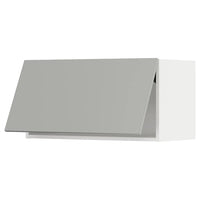 METOD wall cabinet horizontal w push-open, white/Havstorp light grey, 80x40 cm