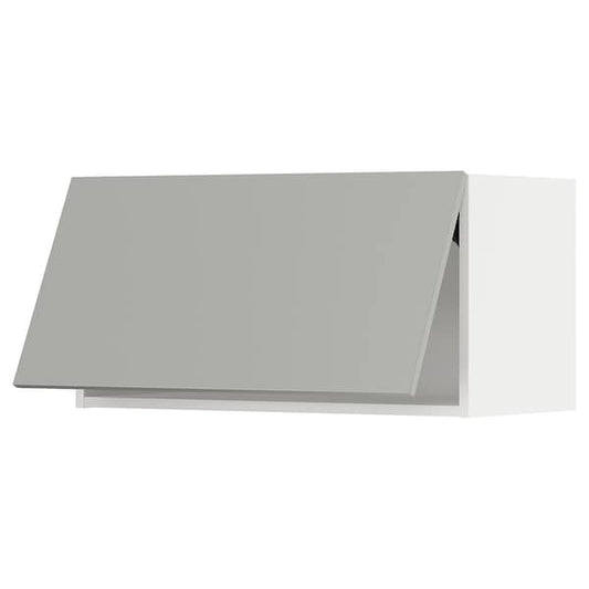 Ikea METOD - Wall cabinet horizontal w push-open, white/Havstorp light grey, 80x40 cm