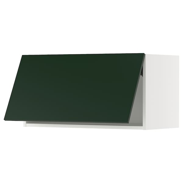 METOD - Wall cabinet horizontal w push-open, white/Havstorp deep green, 80x40 cm