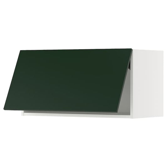 Ikea METOD - Wall cabinet horizontal w push-open, white/Havstorp deep green, 80x40 cm