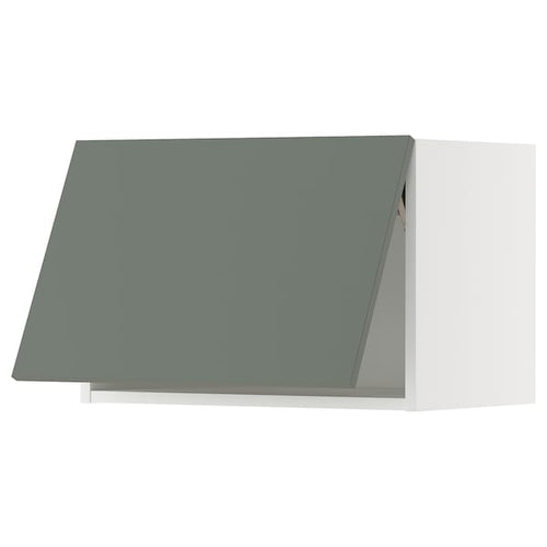 METOD - Wall cabinet horizontal w push-open, white/Nickebo matt grey-green, 60x40 cm