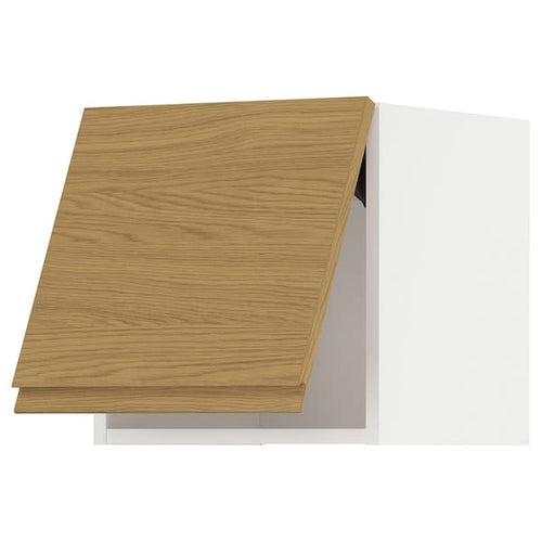 METOD wall cabinet horizontal w push-open, white/Voxtorp oak effect, 40x40 cm