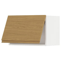 METOD wall cabinet horizontal w push-open, white/Voxtorp oak effect, 60x40 cm