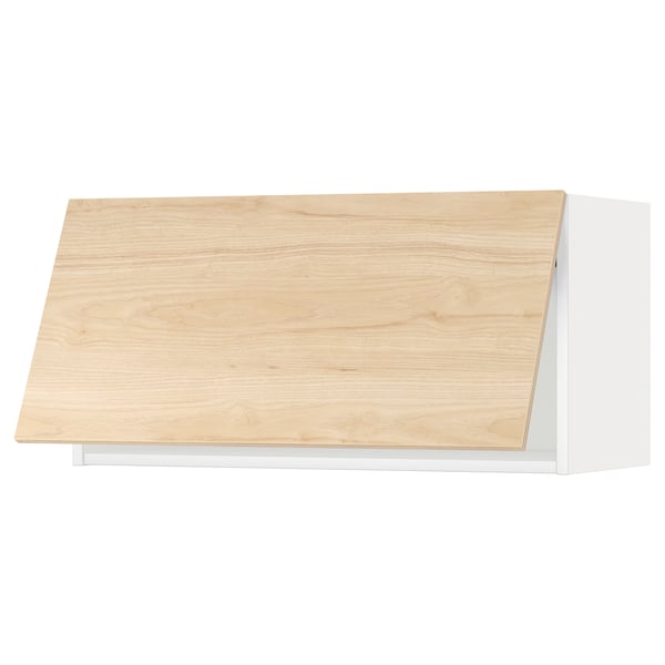 METOD wall cabinet horizontal, white/Askersund light ash effect, 80x40 cm