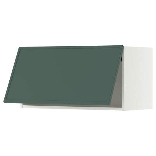 METOD wall cabinet horizontal, white/Aspudden dark grey-green, 80x40 cm