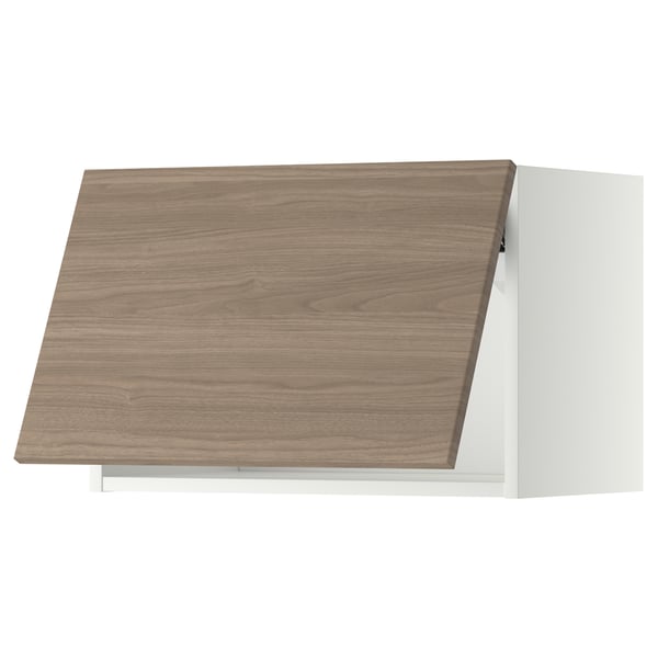 METOD wall cabinet horizontal, white/Brokhult light grey