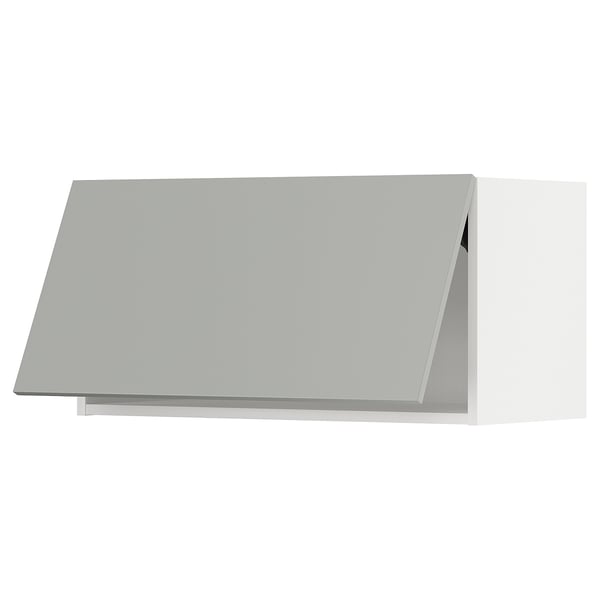 METOD wall cabinet horizontal, white/Havstorp light grey, 80x40 cm
