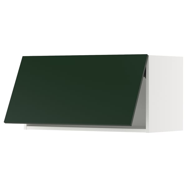 METOD wall cabinet horizontal, white/Havstorp deep green, 80x40 cm